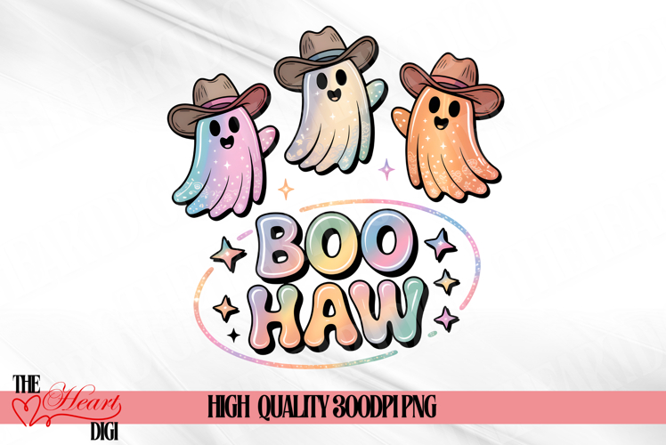 Western Ghost Shirt Digital PNG, Boo Haw PNG, Cute Ghost PNG
