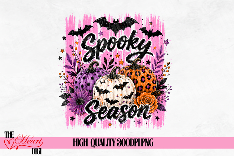Preppy Spooky Season PNG, Preppy Flower Pumpkins Sublimation