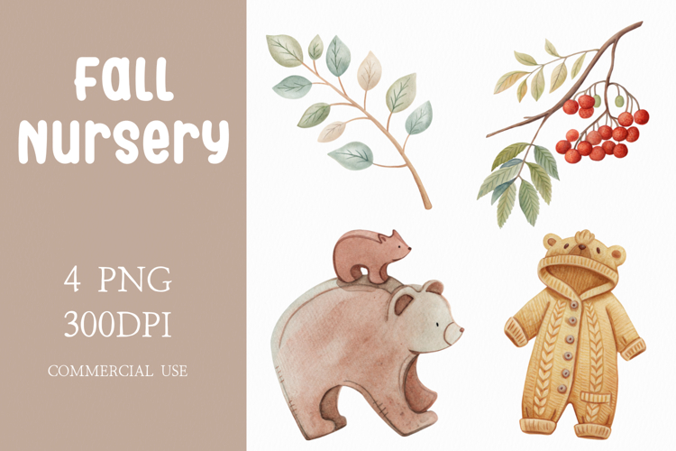 Neutral Autumn Clipart for Kids