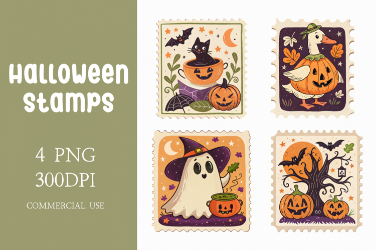 Spooky Halloween Stamp Illustrations