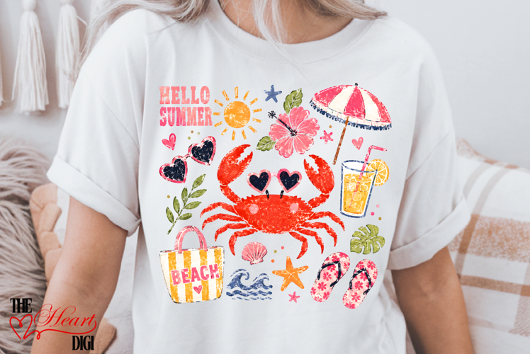 Crab Summer Time PNG, Summer Beach T-shirt Sublimation PNG