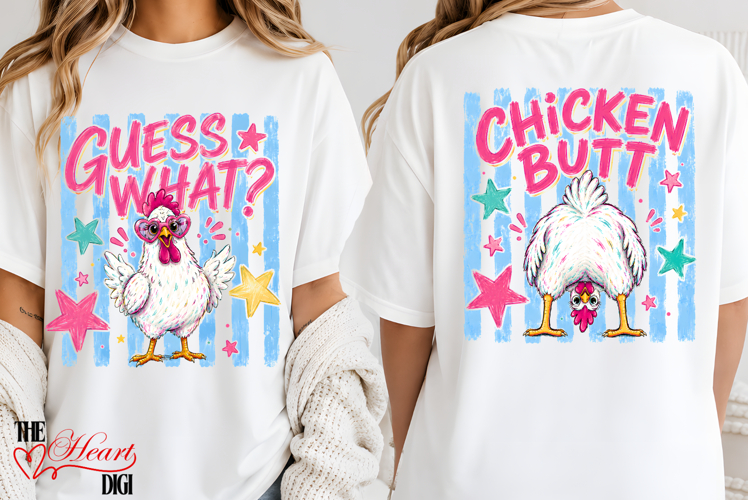 Guess What Chicken Butt PNG Bundle, Funny Preppy Sublimation