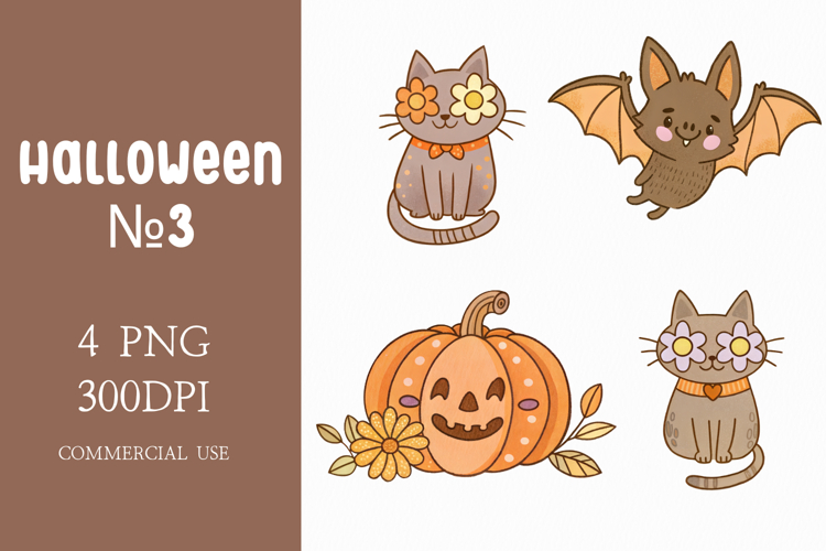 Halloween Cat, Bat and Pumpkin Clipart
