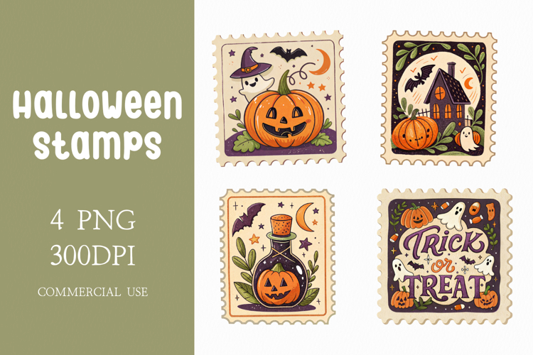 Retro Halloween Stamps Collection