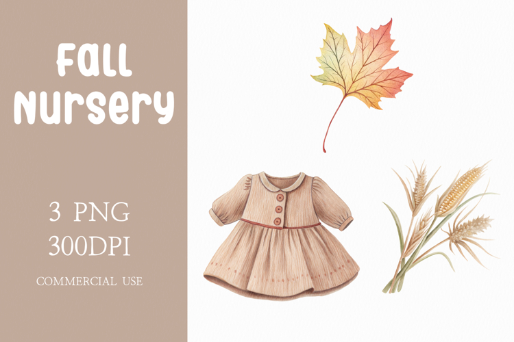 Soft Fall Leaves & Baby Decor Clipart