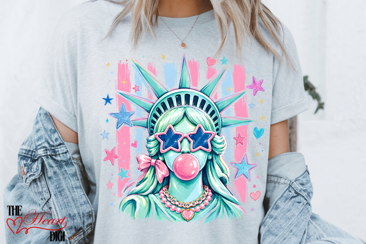 Preppy Brushstrokes Statue of Liberty PNG, 4th of july PNG