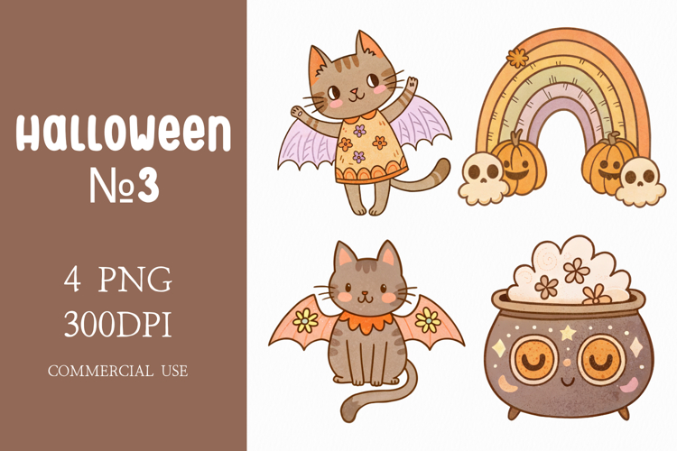 Friendly Cats Halloween Clipart Collection