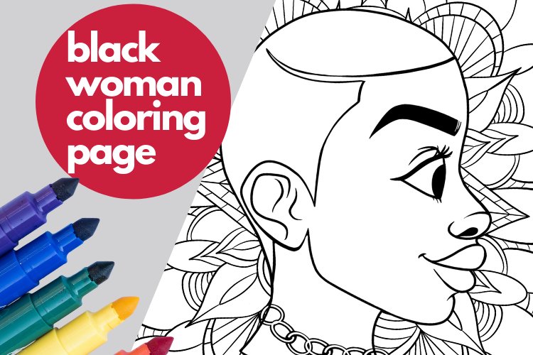 Black Woman Coloring Page, Black Coloring Sheet, Printable