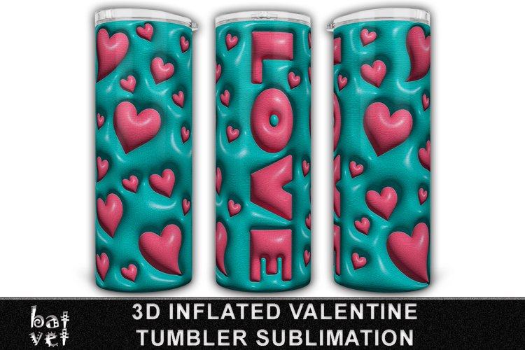 3D Inflated Valentines Day Tumbler Sublimation Print Design