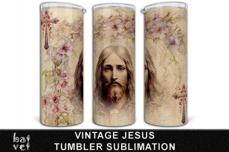 Vintage Jesus Tumbler Sublimation 20 Oz Wrap Print Design