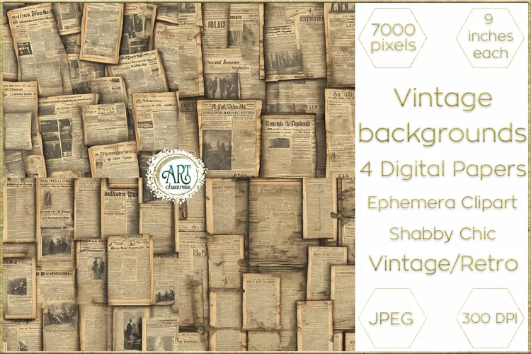 Victorian Scrapbook Old Newspaper digital paper soft texture