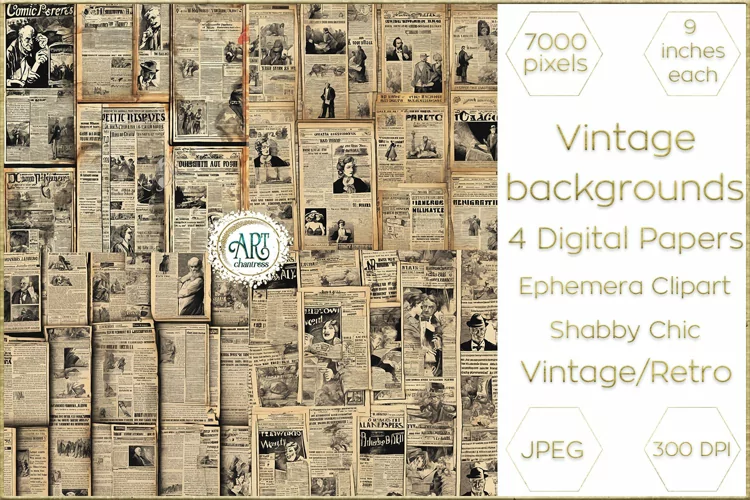 Victorian Scrapbook Old Newspaper digital paper soft texture