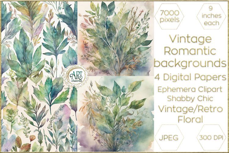 Vintage Classic digital papers Bohemian Floral fantasy art