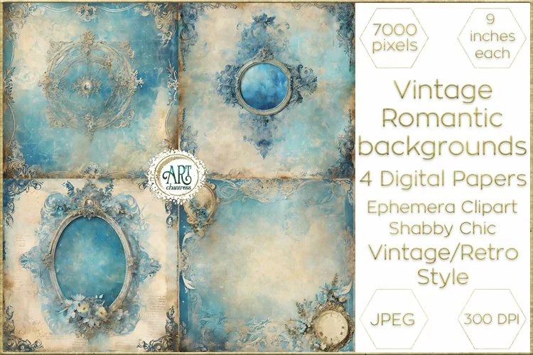 Watercolor Magic Vintage Fantasy Gems Frame Digital Papers