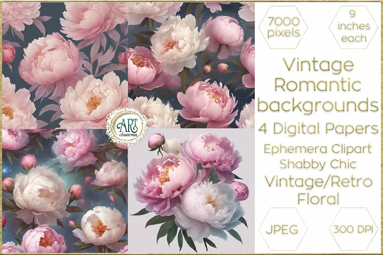Vintage Classic digital papers Bohemian Floral fantasy art