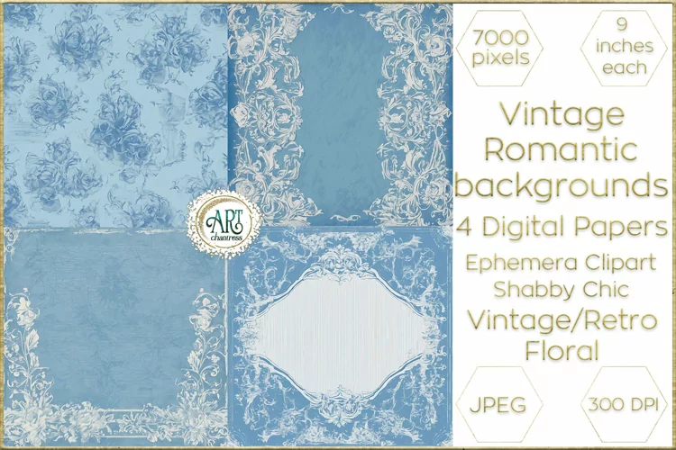 Vintage Classic digital papers Bohemian frames old textures