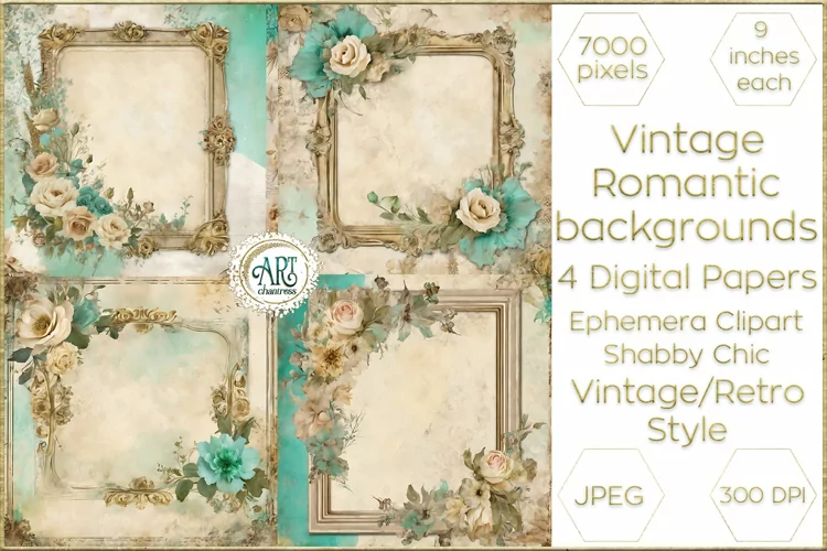 Vintage Purple digital papers Bohemian Flowers old textures