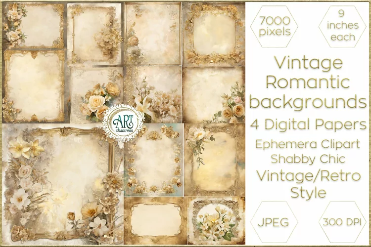 Victorian Ecru Scrapbook digital papers soft textures shabby