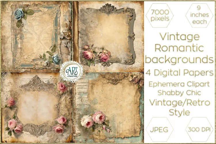 Victorian Old digital papers Scrapbook textures Shabby Chic
