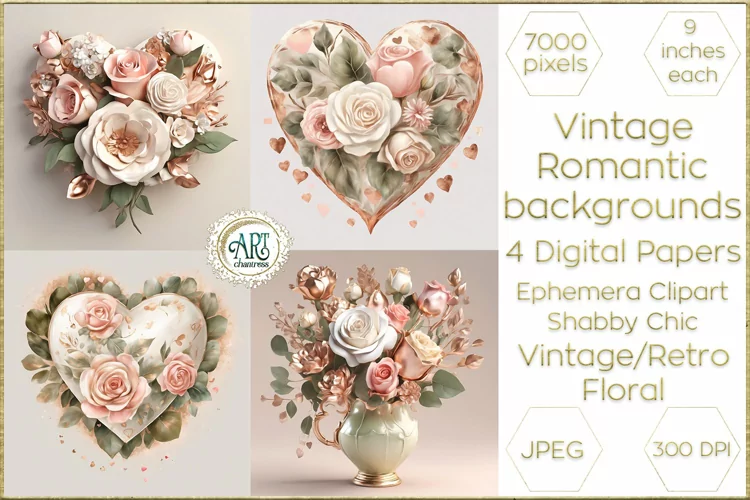 Bouquet of Roses Valentines Day Digital Papers Flowers Decor