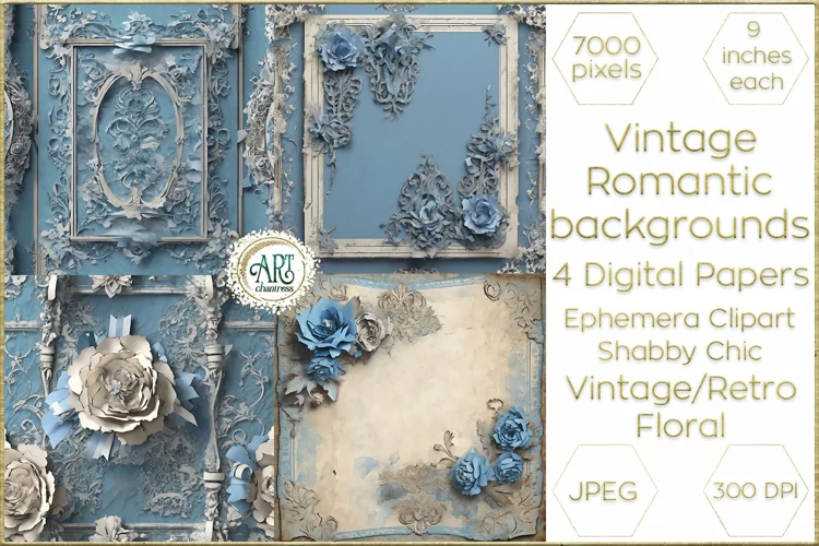 Victorian Scrapbook Old digital paper Romantic soft textures