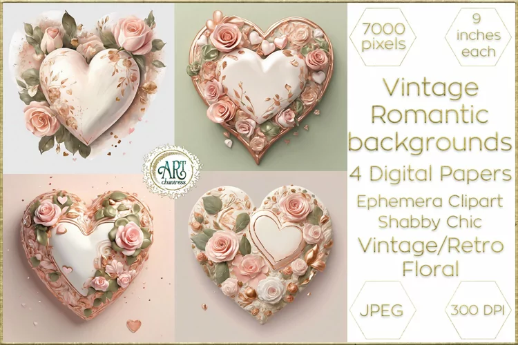 Bouquet of Roses Valentines Day Digital Papers Flowers Decor