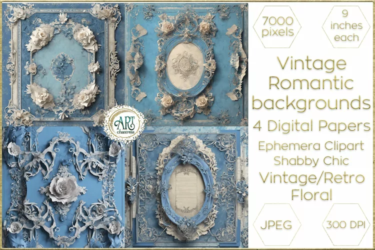 Vintage Watercolor Old Romantic Digital Paper Bohemian Decor