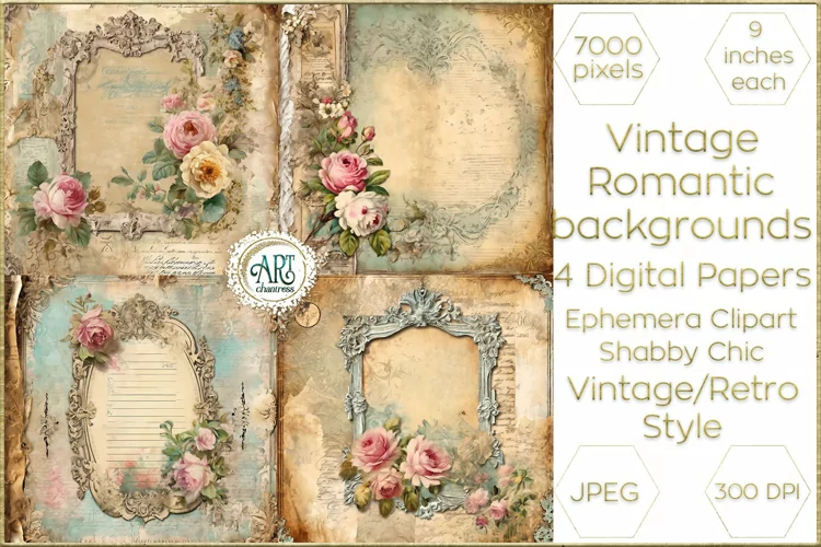 Watercolor Vintage Old Book Page Digital Paper Fantasy Decor