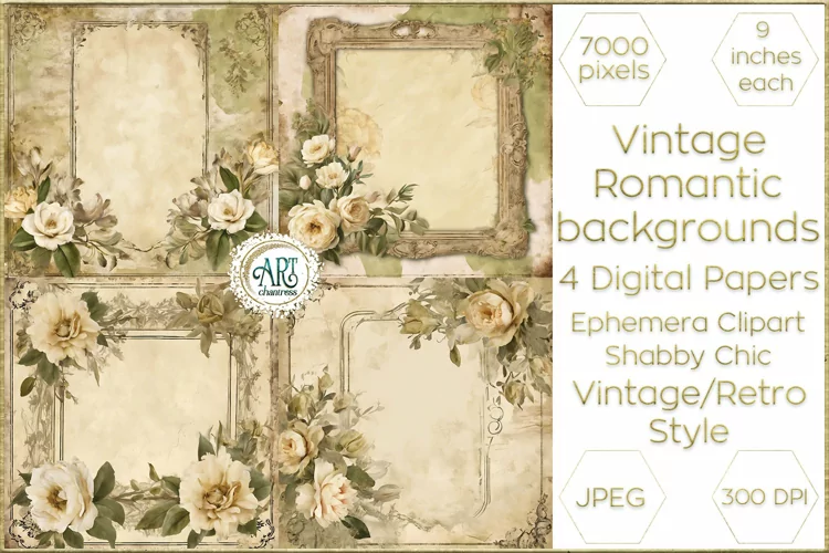Victorian Scrapbook digital papers soft textures shabby chic
