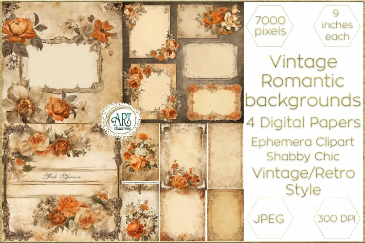 Victorian Scrapbook digital papers soft textures shabby chic