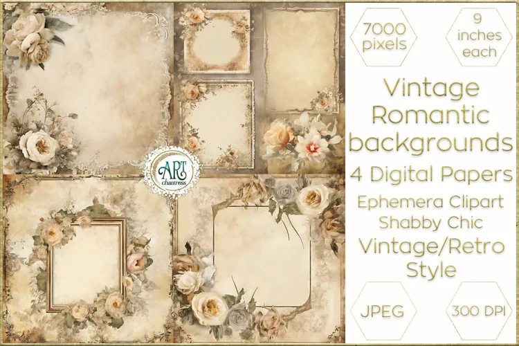Victorian Scrapbook digital papers soft textures shabby chic