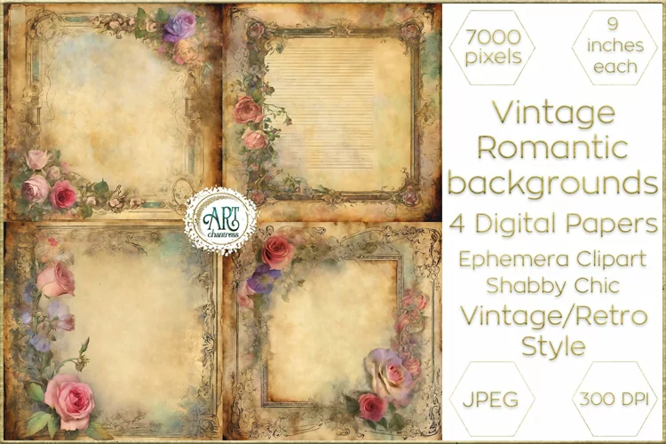 Vintage Rosey Mauve digital papers Boho Flowers old texture