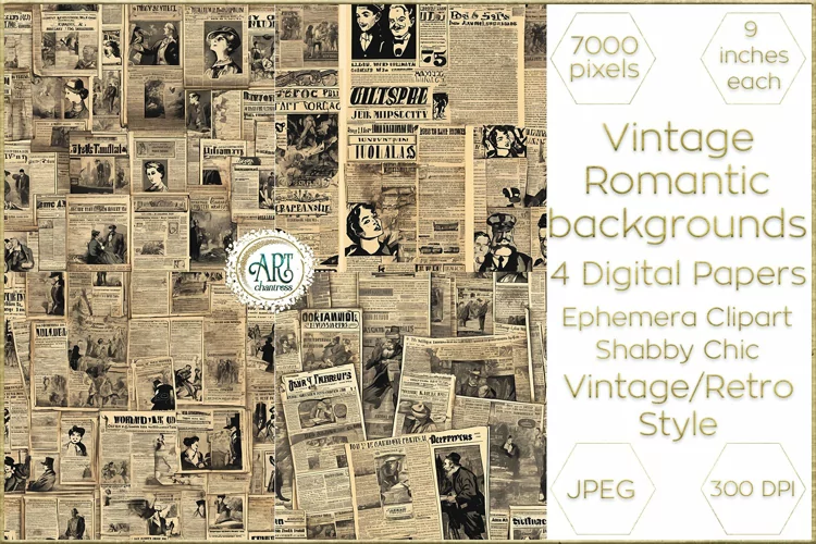 Victorian Scrapbook Old Newspaper digital paper soft texture
