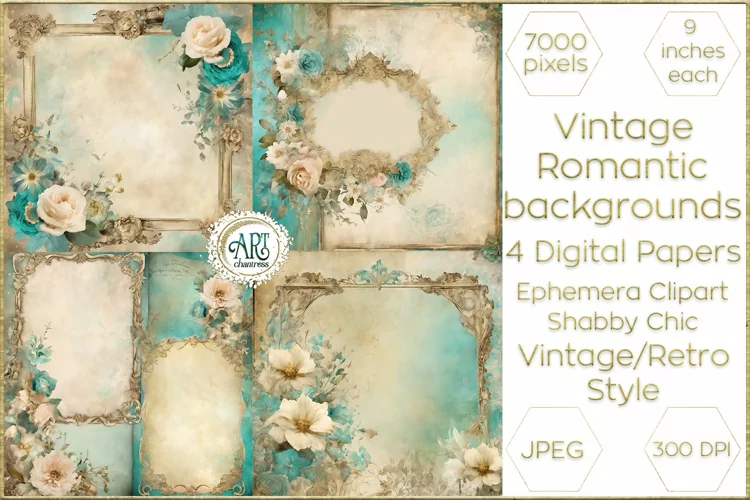 Victorian Scrapbook Dusty Teal digital paper soft textures