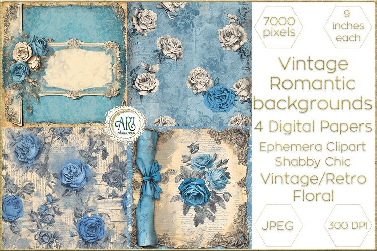 Vintage Old Fantasy Book Pages digital papers Boho Floral