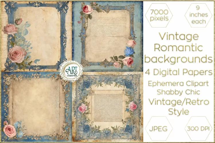 Vintage Watercolor Floral Dusty Pink Roses Digital Papers