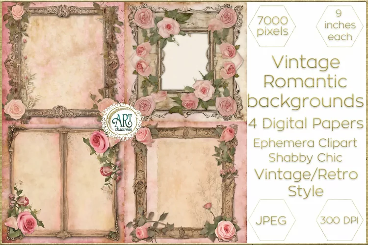 Vintage Watercolor Floral Dusty Pink Roses Digital Papers