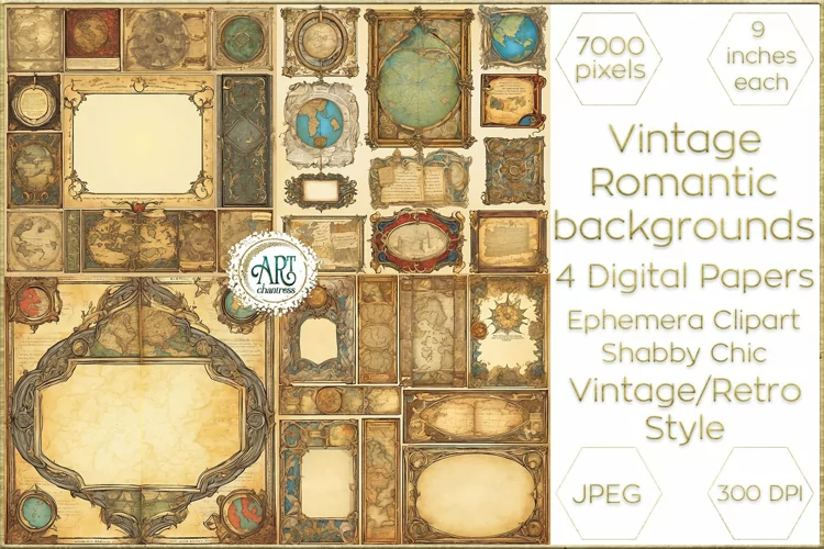 Victorian Scrapbook Old Frames digital paper soft textures