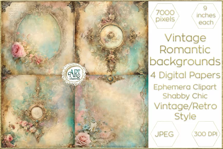 Victorian Scrapbook Old digital paper Romantic soft textures