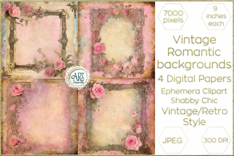 Watercolor Vintage Pink Digital Paper Old Texture Retro Chic