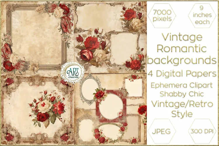 Victorian Scrapbook digital papers soft textures shabby chic