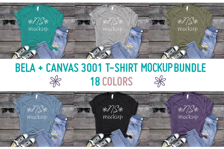 Bella Canvas 3001 T-shirt Mockup BUNDLE