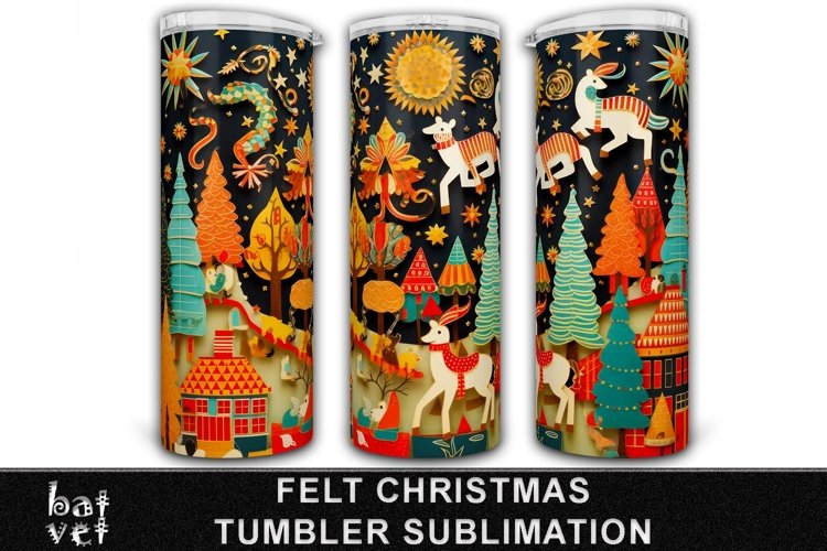 Felt Christmas Tumbler Sublimation | Colorful Xmas Tumbler