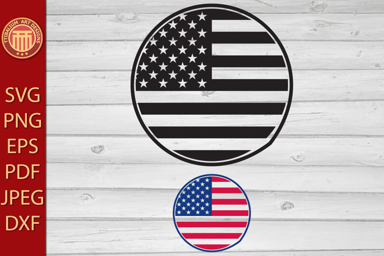 USA flag circle - eps, jpg, dxf, svg, pdf, png files