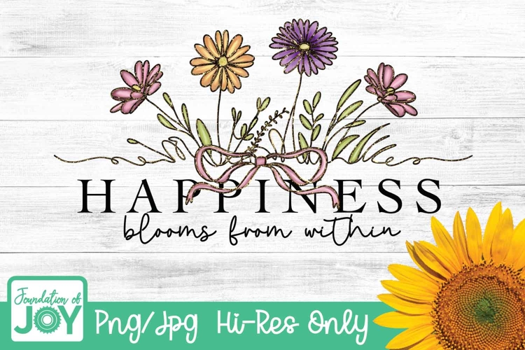 Happiness blooms from within png, Continuous Line art dtf