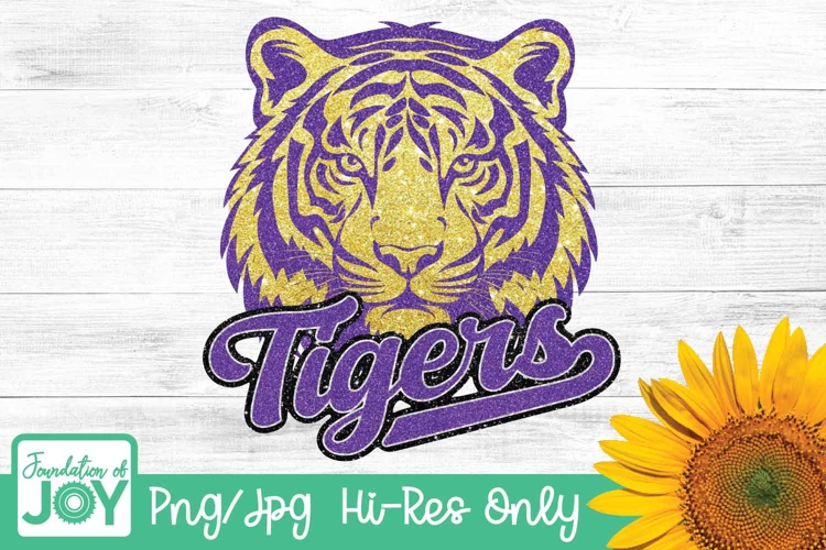 Tigers Football png, Purple and Gold