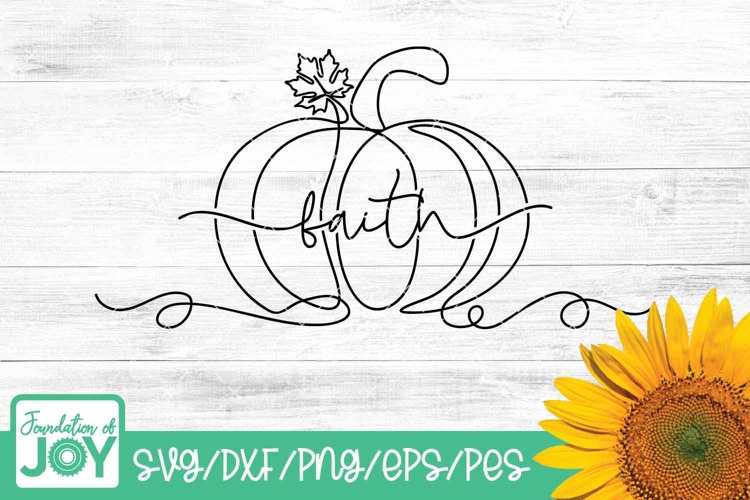 Faith Pumpkin svg, Continuous Line art, Christian Fall png example image 1