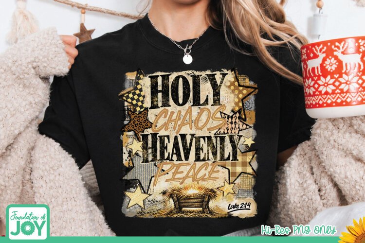 Holy Chaos Heavenly Peace PNG, Christian Christmas Png example image 1
