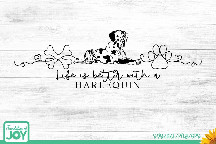 Life is better with a Harlequin, continuous line svg