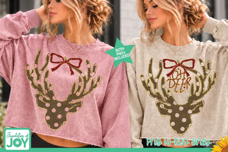 Christmas Deer PNG, Glitter Reindeer PNG